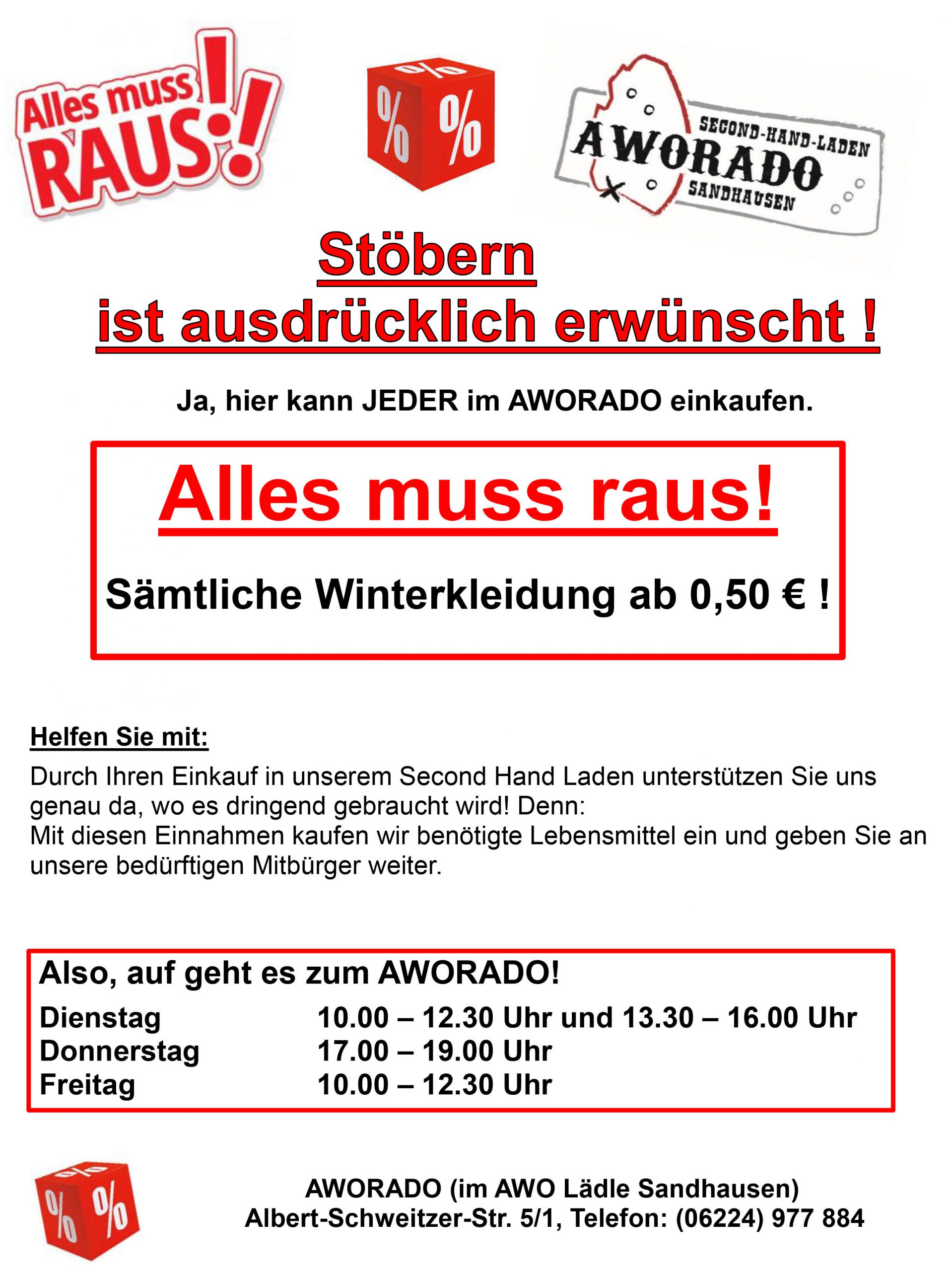 Winterschlußverkauf in unserem Second Hand Laden